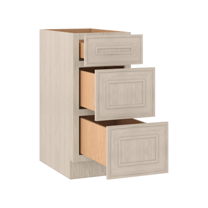 Ivory Elegant Craftsman Shaker DB15 base cabinet – open angle view, RTA kitchen cabinet