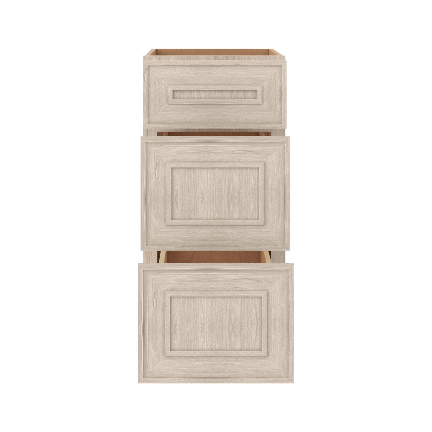 Ivory Elegant Craftsman Shaker DB15 base cabinet – open front view, RTA kitchen cabinet
