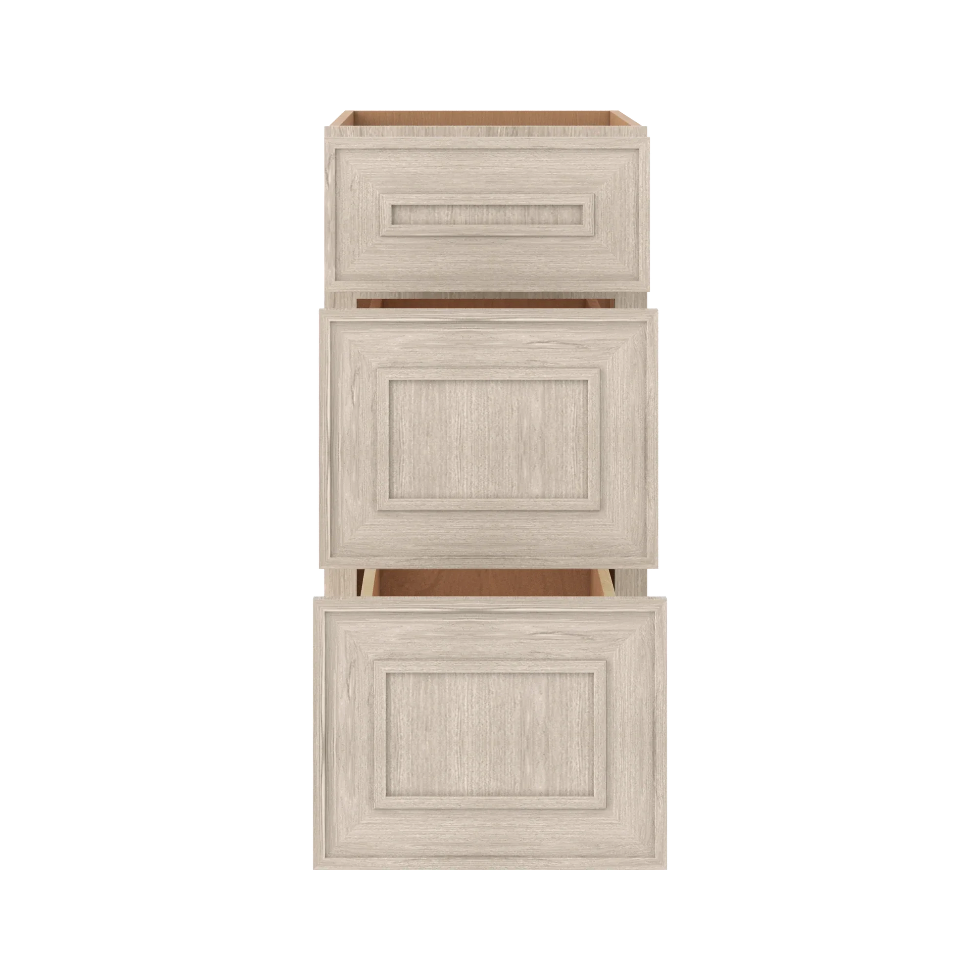 Ivory Elegant Craftsman Shaker DB15 base cabinet – open front view, RTA kitchen cabinet
