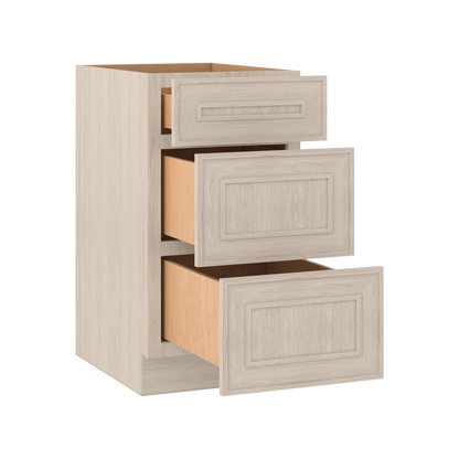 Ivory Elegant Craftsman Shaker DB18 base cabinet – open angle view, RTA kitchen cabinet