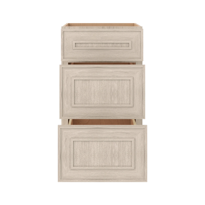 Ivory Elegant Craftsman Shaker DB18 base cabinet – open front view, RTA kitchen cabinet