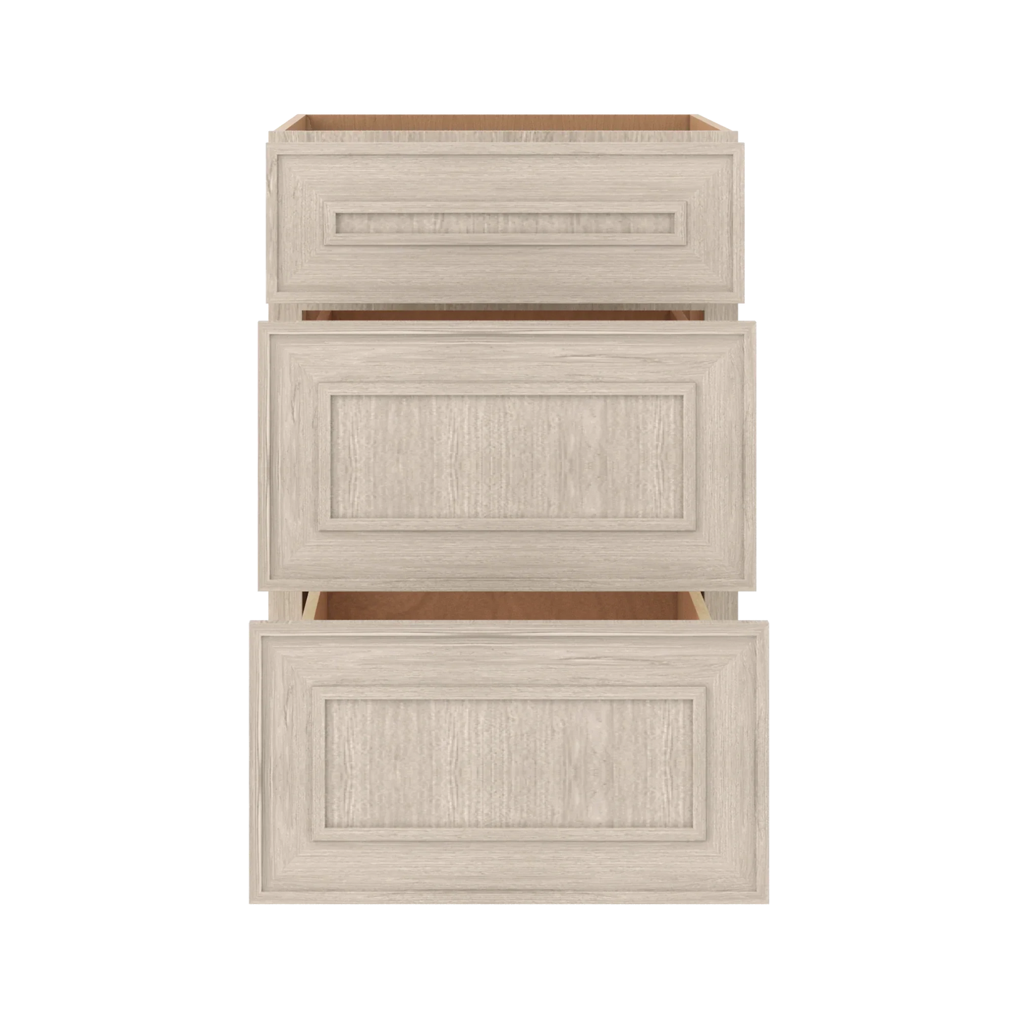 Ivory Elegant Craftsman Shaker DB21 base cabinet – open front view, RTA kitchen cabinet