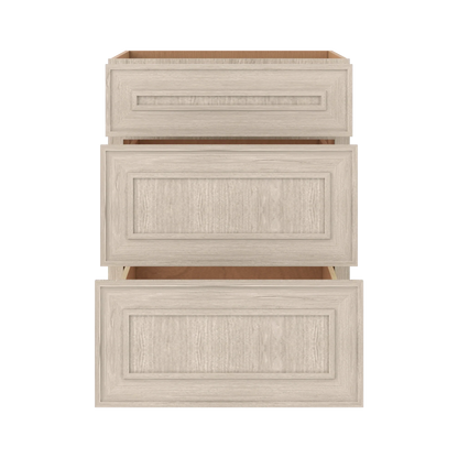 Ivory Elegant Craftsman Shaker DB24 base cabinet – open front view, RTA kitchen cabinet