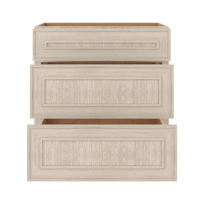 Ivory Elegant Craftsman Shaker DB30 base cabinet – open front view, RTA kitchen cabinet