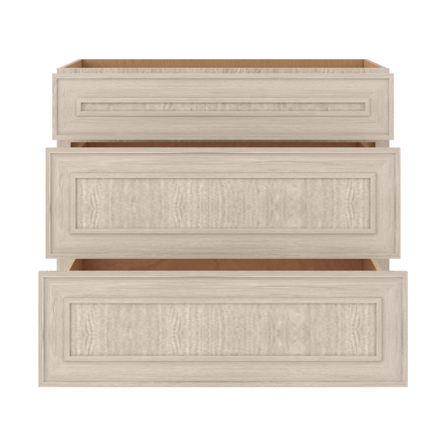 Ivory Elegant Craftsman Shaker DB36 base cabinet – open front view, RTA kitchen cabinet