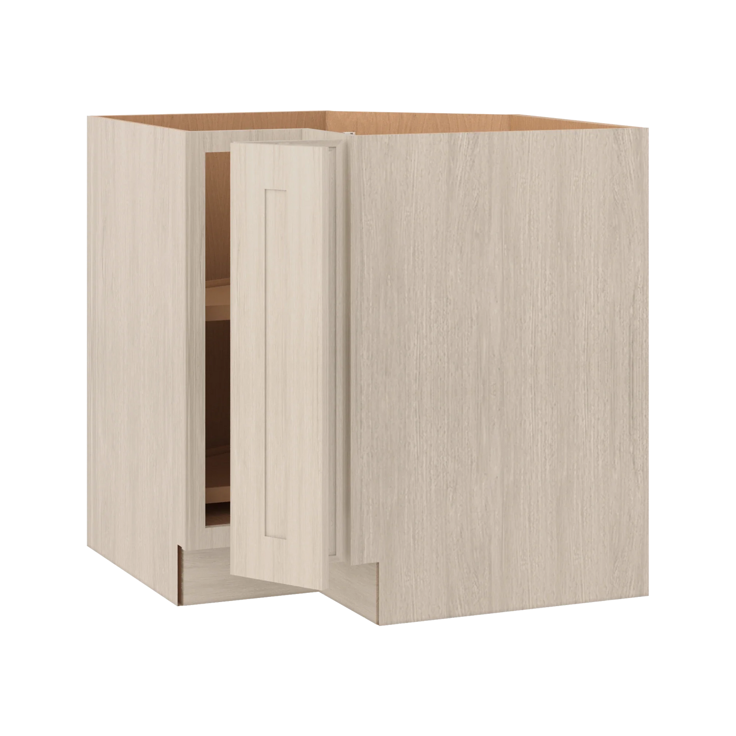Ivory Elegant Craftsman Shaker LS33 base cabinet – open angle view, RTA kitchen cabinet