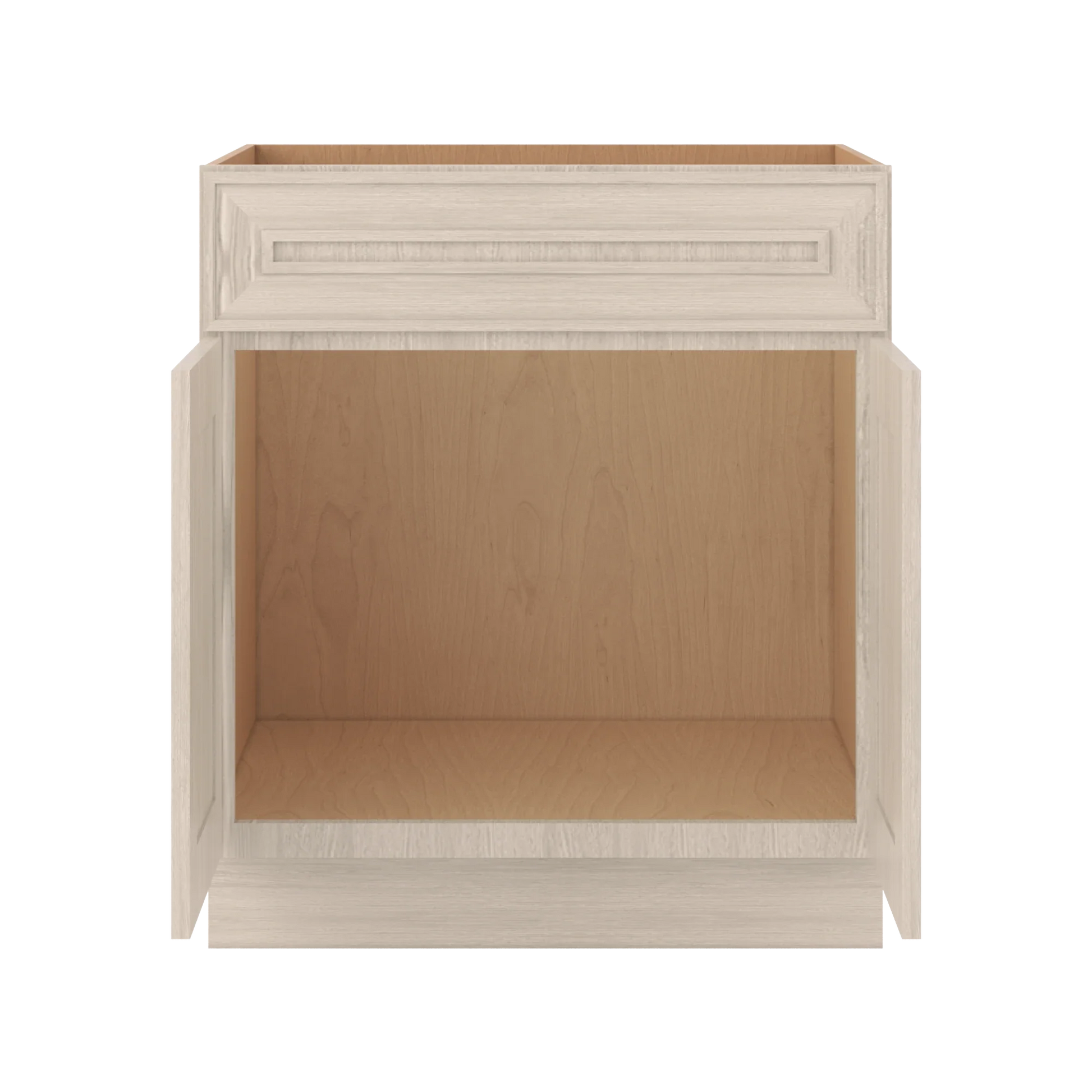 Ivory Elegant Craftsman Shaker SB30 base cabinet – open front view, RTA kitchen cabinet