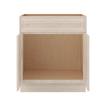 Ivory Elegant Craftsman Shaker SB30 base cabinet – open front view, RTA kitchen cabinet