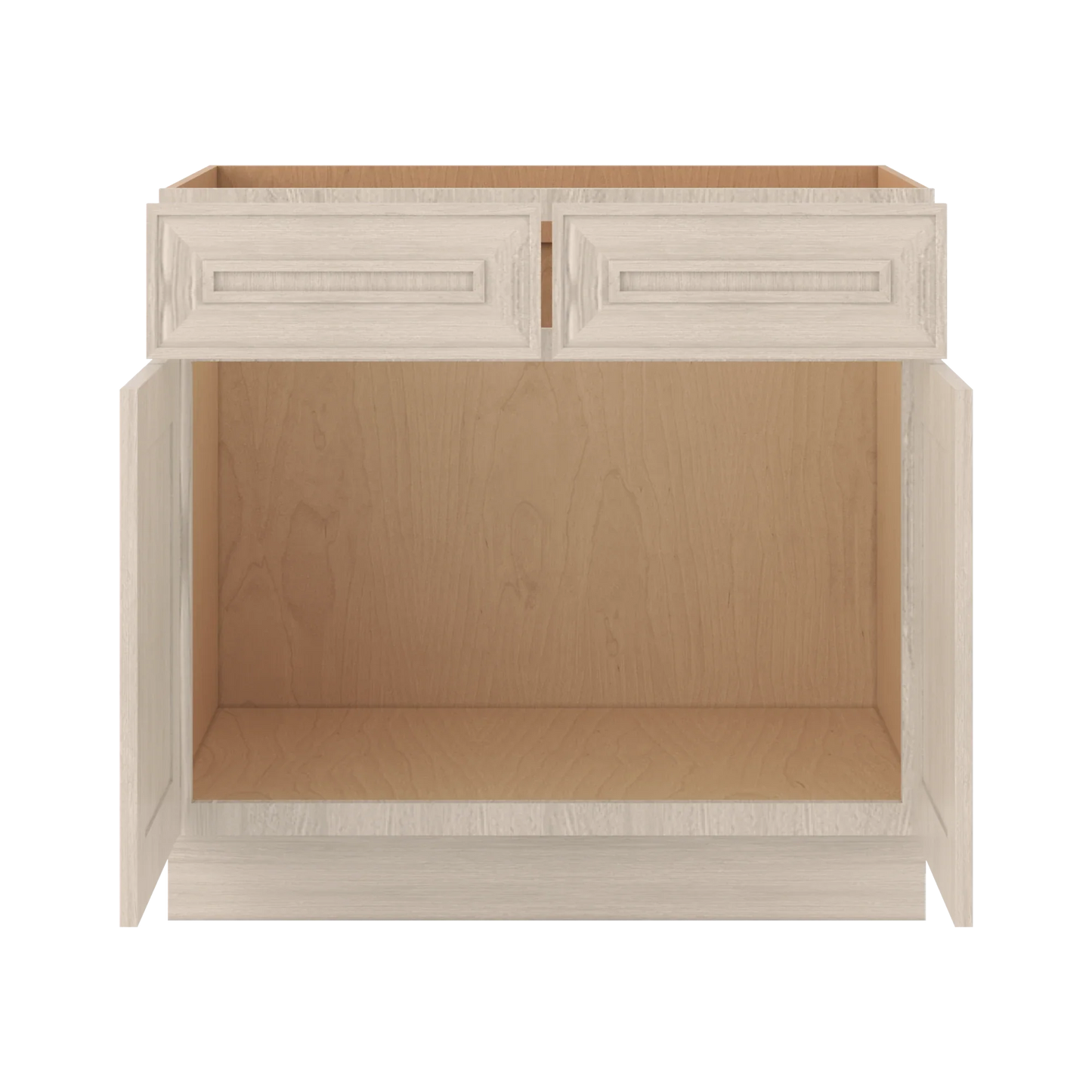 Ivory Elegant Craftsman Shaker SB36 base cabinet – open front view, RTA kitchen cabinet