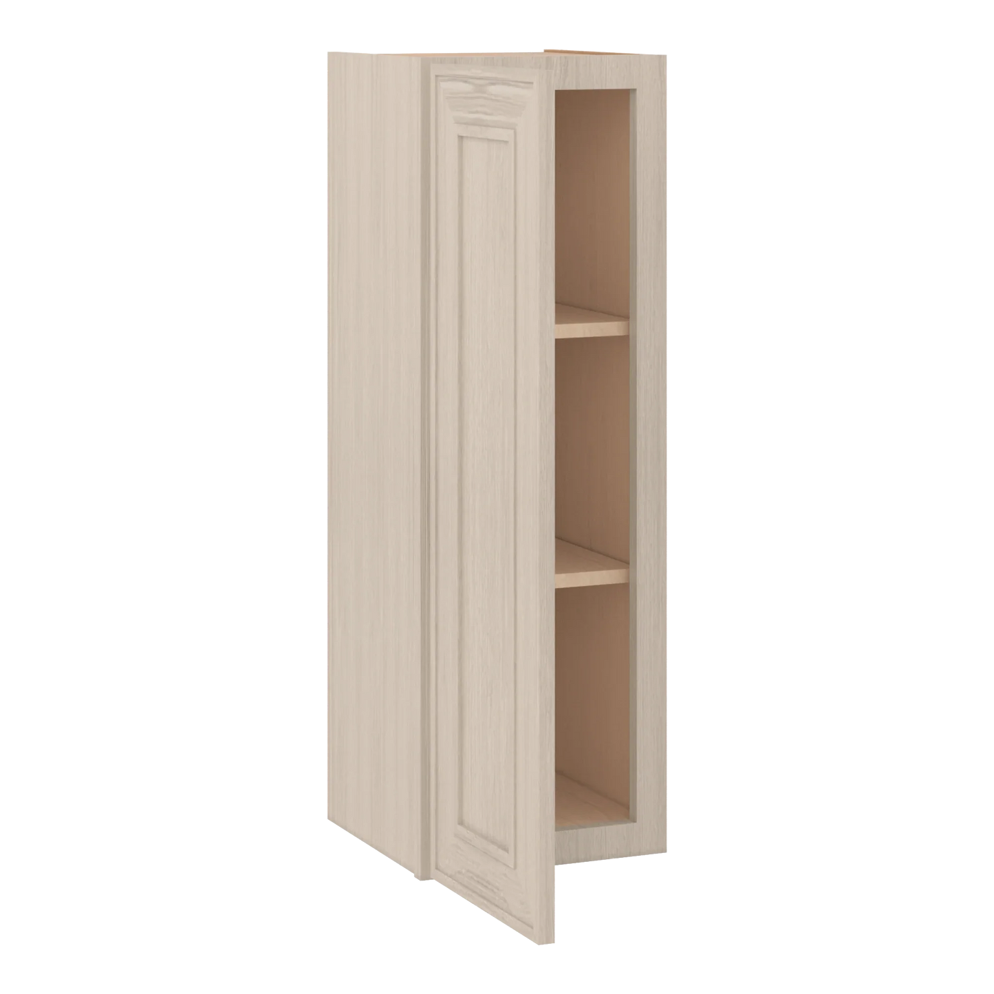 Ivory Elegant Craftsman Shaker W1236 wall cabinet – open angle view, RTA kitchen cabinet