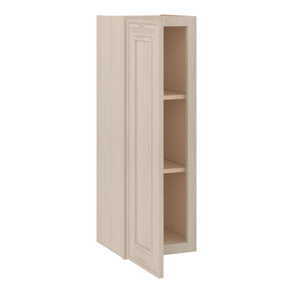 Ivory Elegant Craftsman Shaker W1236 wall cabinet – open angle view, RTA kitchen cabinet