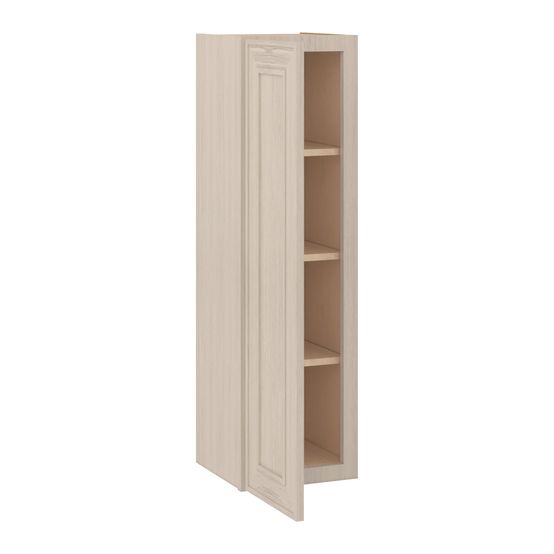 Ivory Elegant Craftsman Shaker W1242 wall cabinet – open angle view, RTA kitchen cabinet
