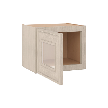 Ivory Elegant Craftsman Shaker W1512GD wall cabinet – open angle view, RTA kitchen cabinet