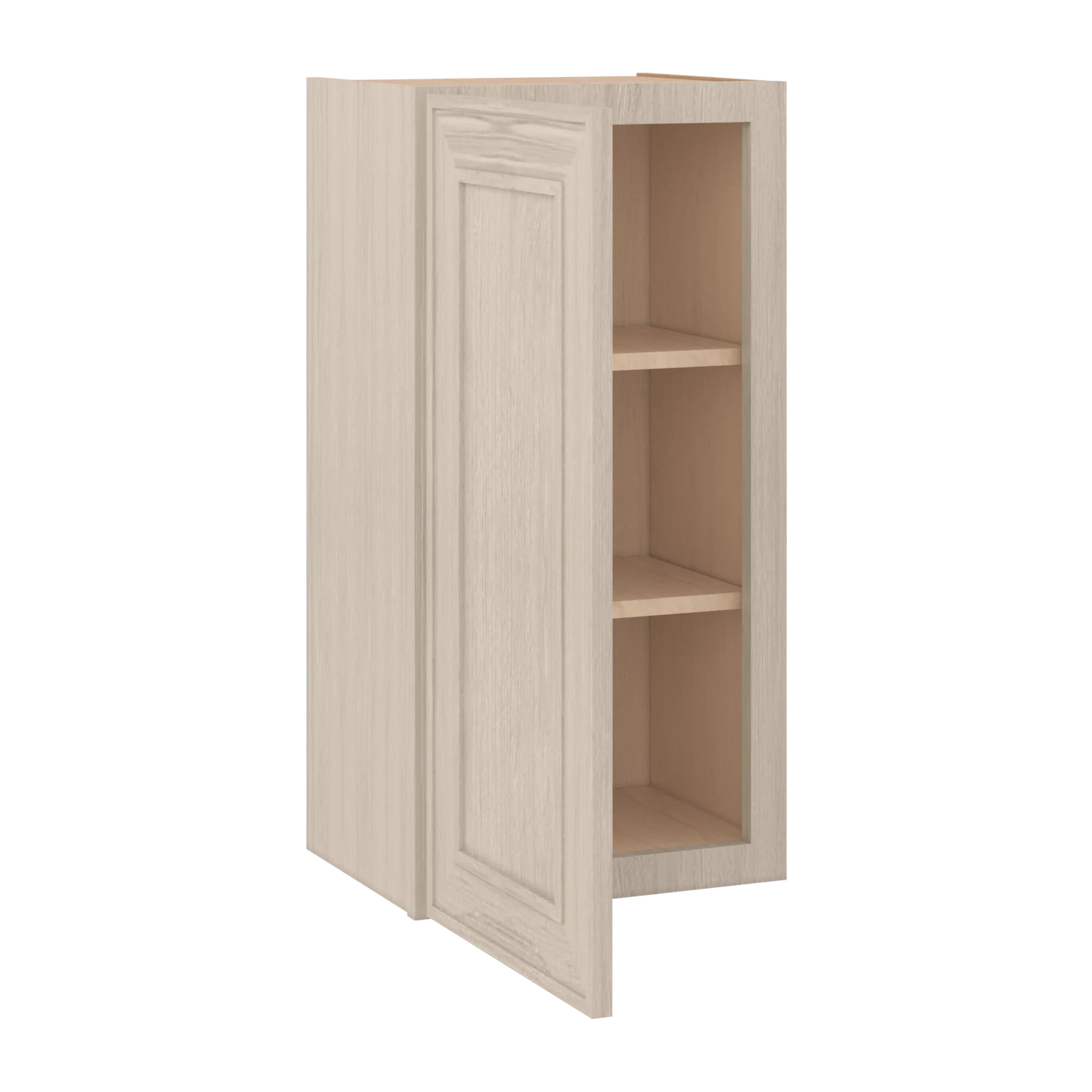 Ivory Elegant Craftsman Shaker W1530 wall cabinet – open angle view, RTA kitchen cabinet
