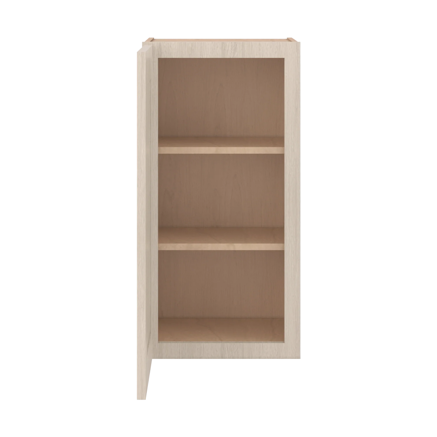 Ivory Elegant Craftsman Shaker W1530 wall cabinet – open front view, RTA kitchen cabinet