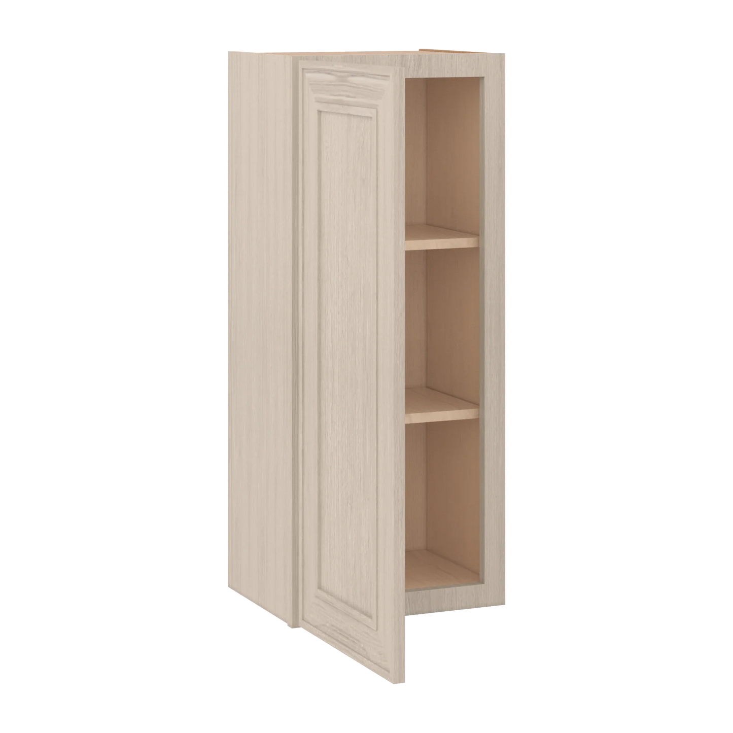 Ivory Elegant Craftsman Shaker W1536 wall cabinet – open angle view, RTA kitchen cabinet