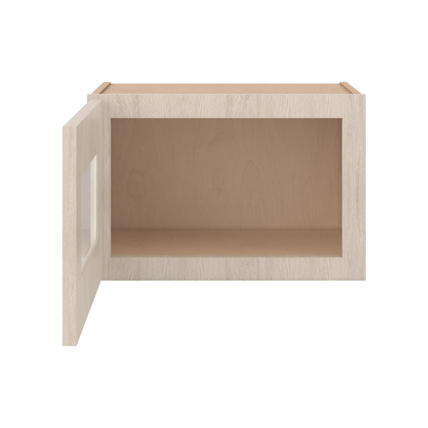 Ivory Elegant Craftsman Shaker W1812GD wall cabinet – open front view, RTA kitchen cabinet