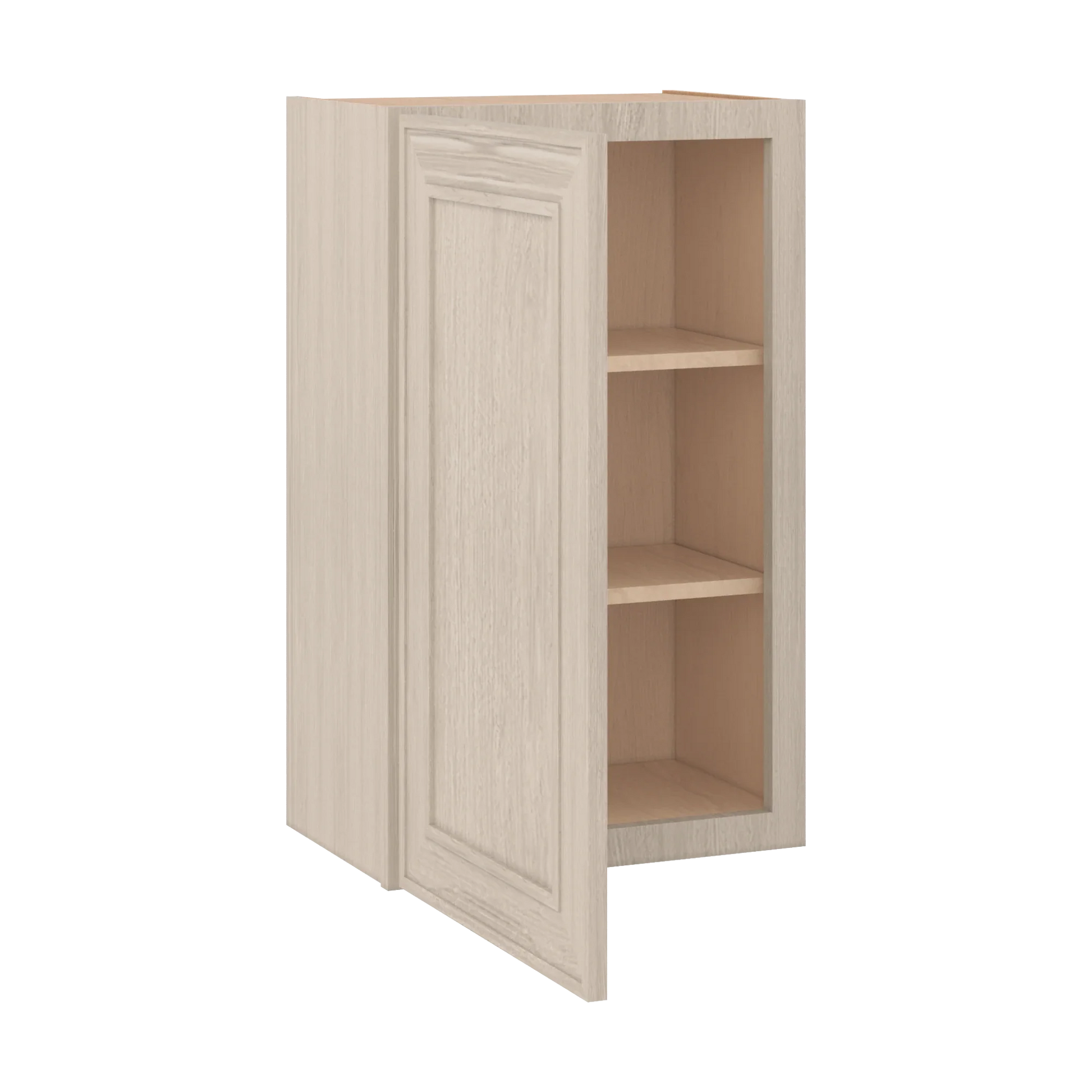 Ivory Elegant Craftsman Shaker W1830 wall cabinet – open angle view, RTA kitchen cabinet