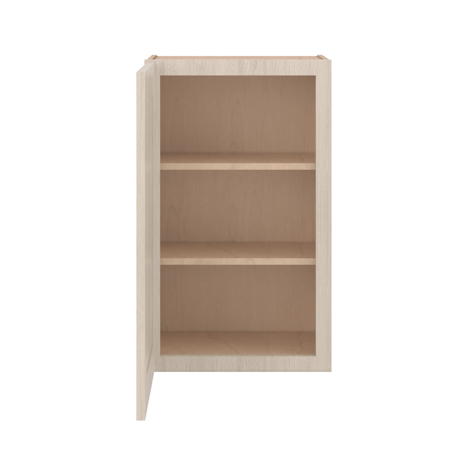Ivory Elegant Craftsman Shaker W1830 wall cabinet – open front view, RTA kitchen cabinet