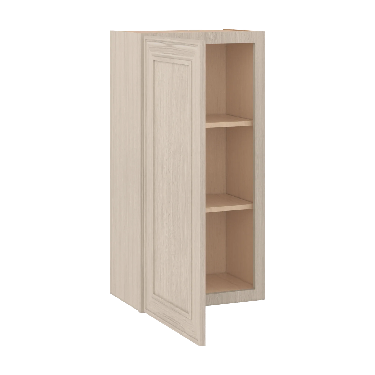 Ivory Elegant Craftsman Shaker W1836 wall cabinet – open angle view, RTA kitchen cabinet
