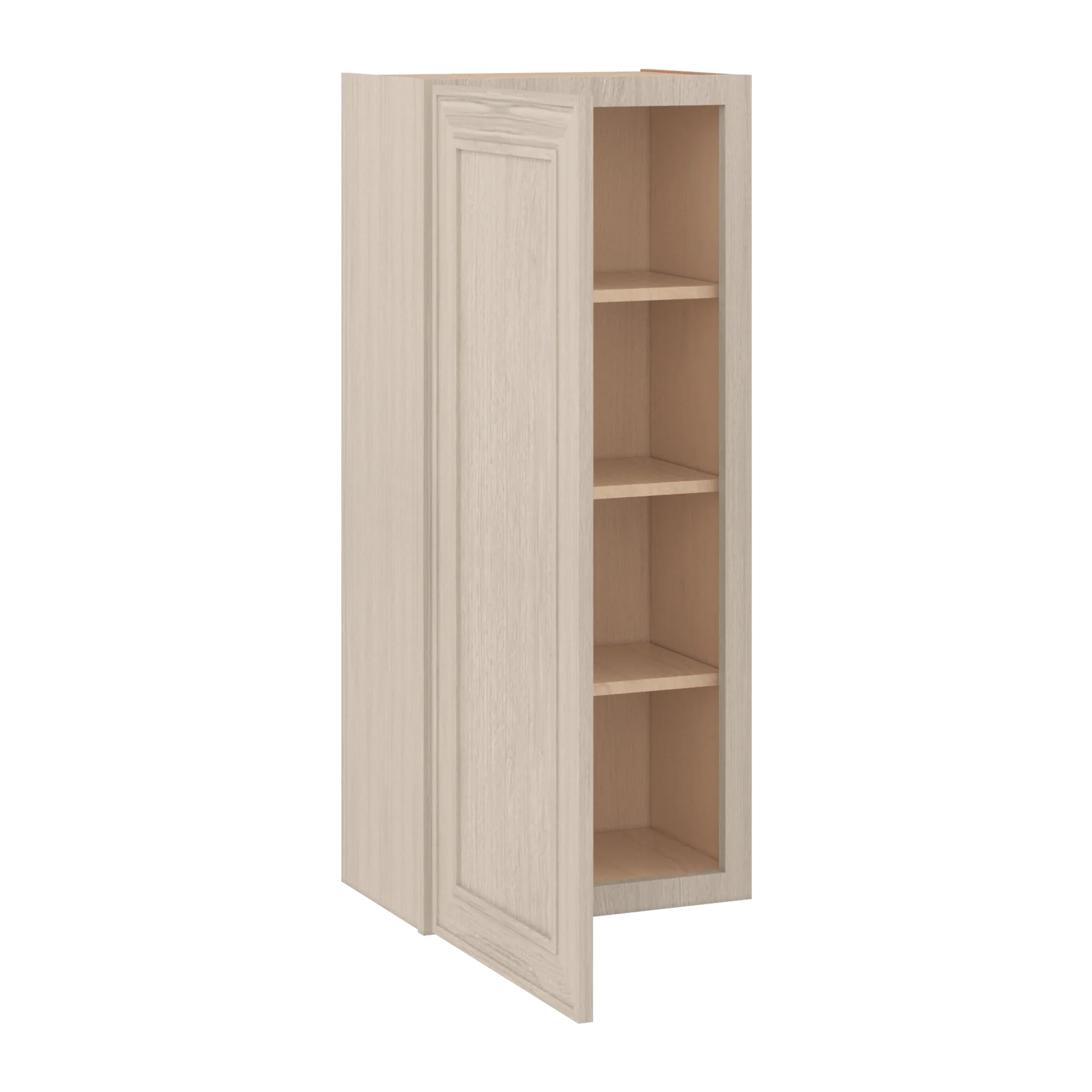 Ivory Elegant Craftsman Shaker W1842 wall cabinet – open angle view, RTA kitchen cabinet