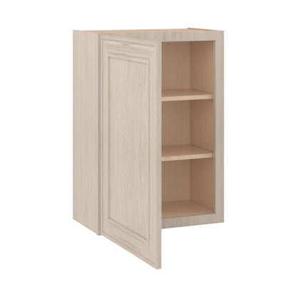 Ivory Elegant Craftsman Shaker W2130 wall cabinet – open angle view, RTA kitchen cabinet