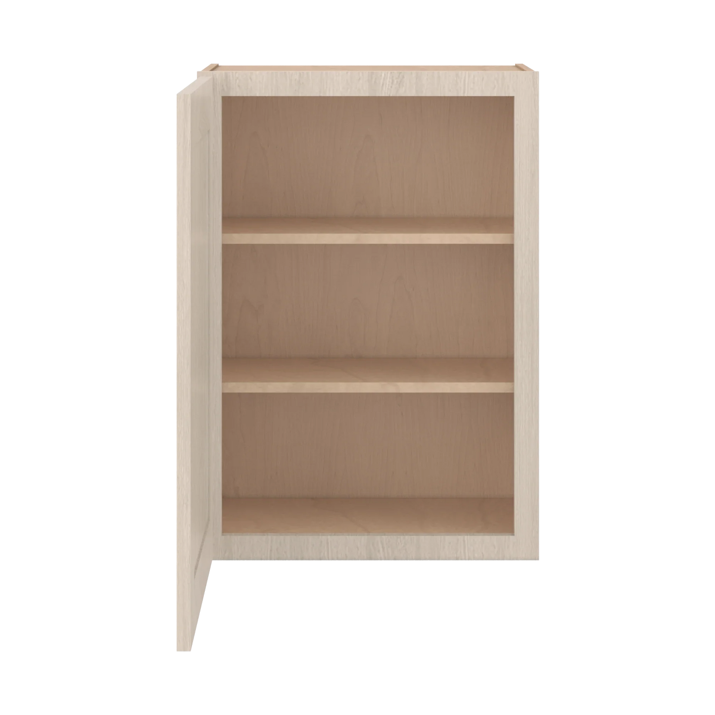 Ivory Elegant Craftsman Shaker W2130 wall cabinet – open front view, RTA kitchen cabinet