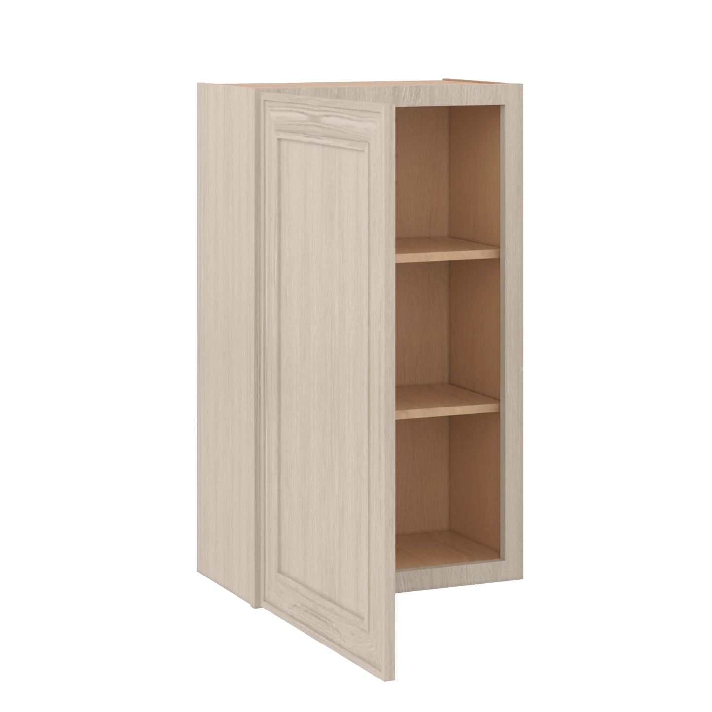 Ivory Elegant Craftsman Shaker W2136 wall cabinet – open angle view, RTA kitchen cabinet