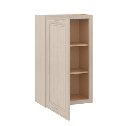 Ivory Elegant Craftsman Shaker W2136 wall cabinet – open angle view, RTA kitchen cabinet