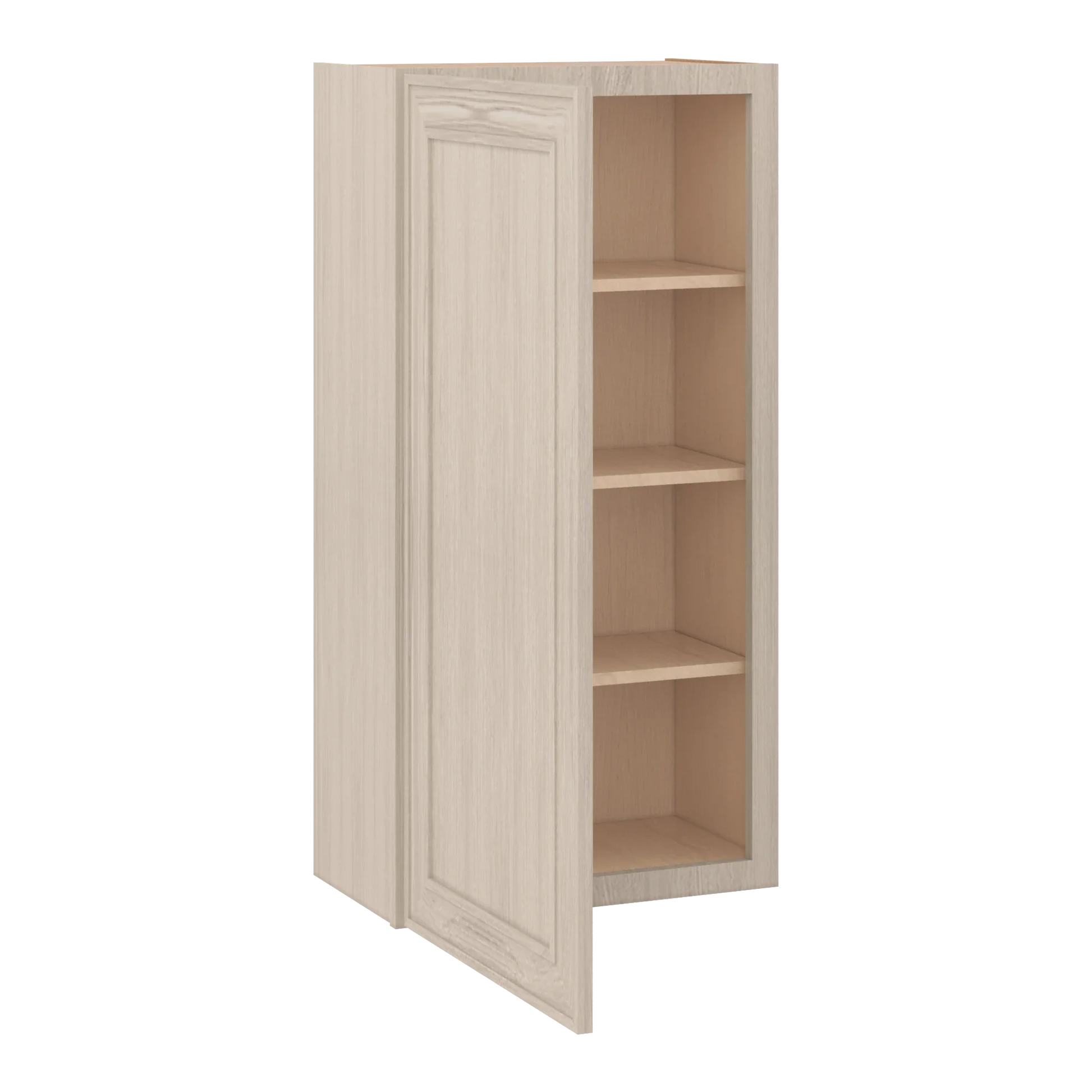 Ivory Elegant Craftsman Shaker W2142 wall cabinet – open angle view, RTA kitchen cabinet