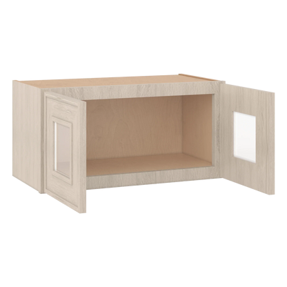Ivory Elegant Craftsman Shaker W2412GD wall cabinet – open angle view, RTA kitchen cabinet