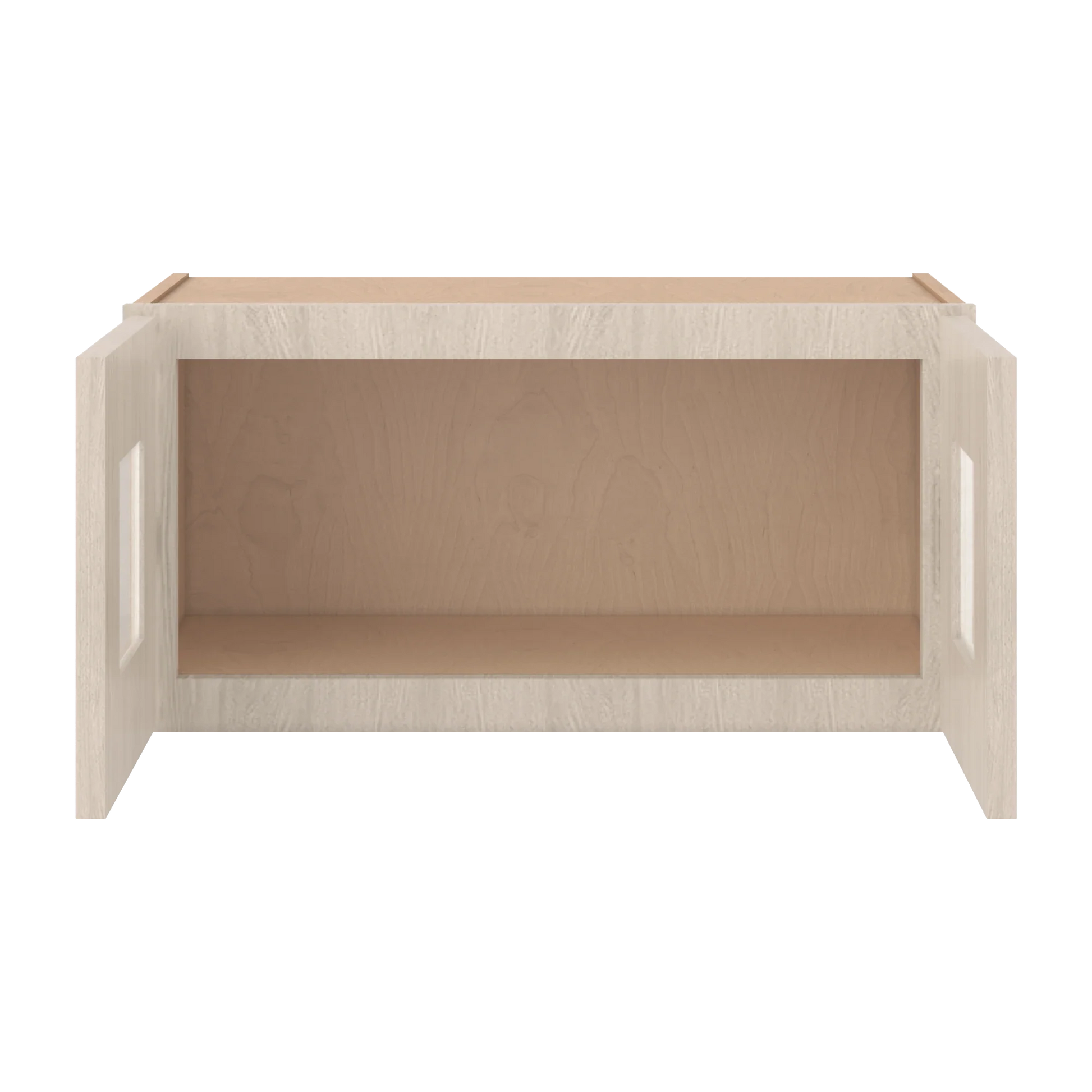 Ivory Elegant Craftsman Shaker W2412GD wall cabinet – open front view, RTA kitchen cabinet