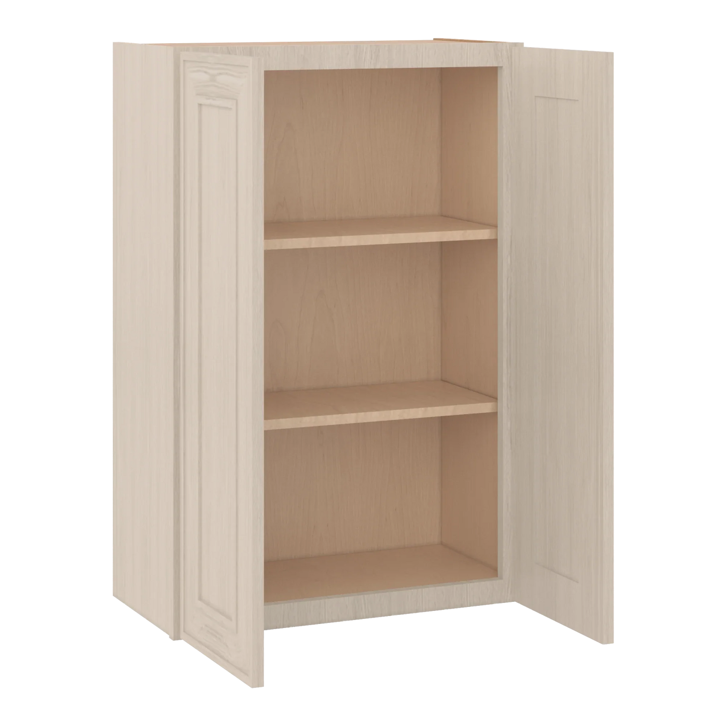 Ivory Elegant Craftsman Shaker W2436 wall cabinet – open angle view, RTA kitchen cabinet