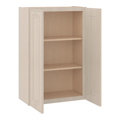 Ivory Elegant Craftsman Shaker W2436 wall cabinet – open angle view, RTA kitchen cabinet