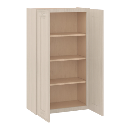 Ivory Elegant Craftsman Shaker W2442 wall cabinet – open angle view, RTA kitchen cabinet