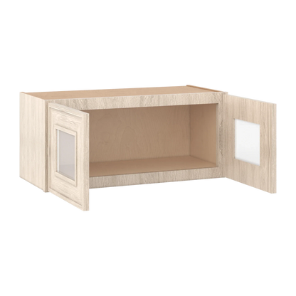 Ivory Elegant Craftsman Shaker W2712GD wall cabinet – open angle view, RTA kitchen cabinet
