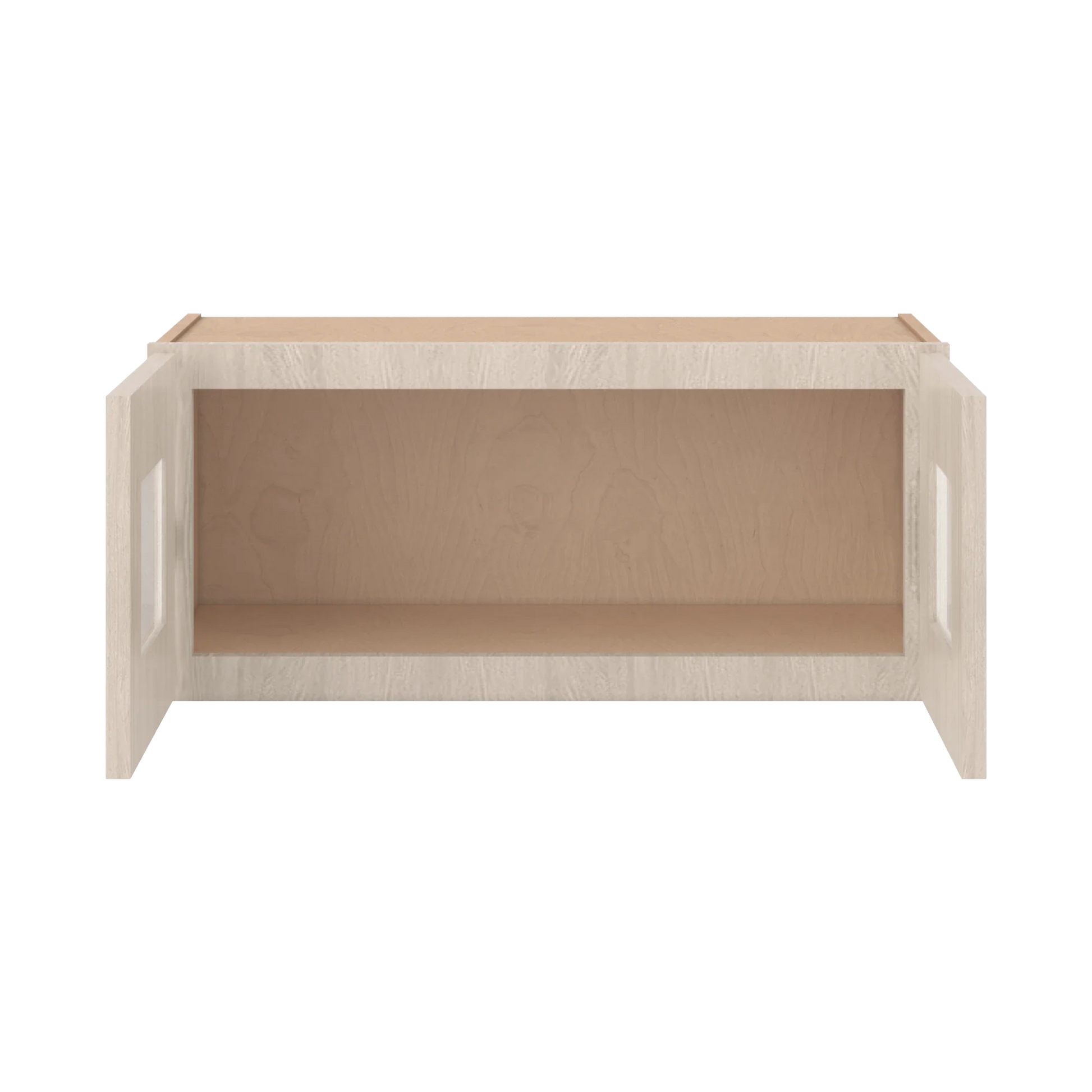 Ivory Elegant Craftsman Shaker W2712GD wall cabinet – open front view, RTA kitchen cabinet