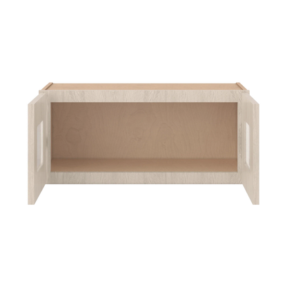 Ivory Elegant Craftsman Shaker W2712GD wall cabinet – open front view, RTA kitchen cabinet