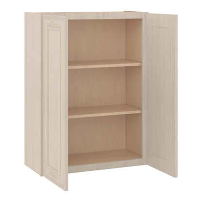 Ivory Elegant Craftsman Shaker W2736 wall cabinet – open angle view, RTA kitchen cabinet
