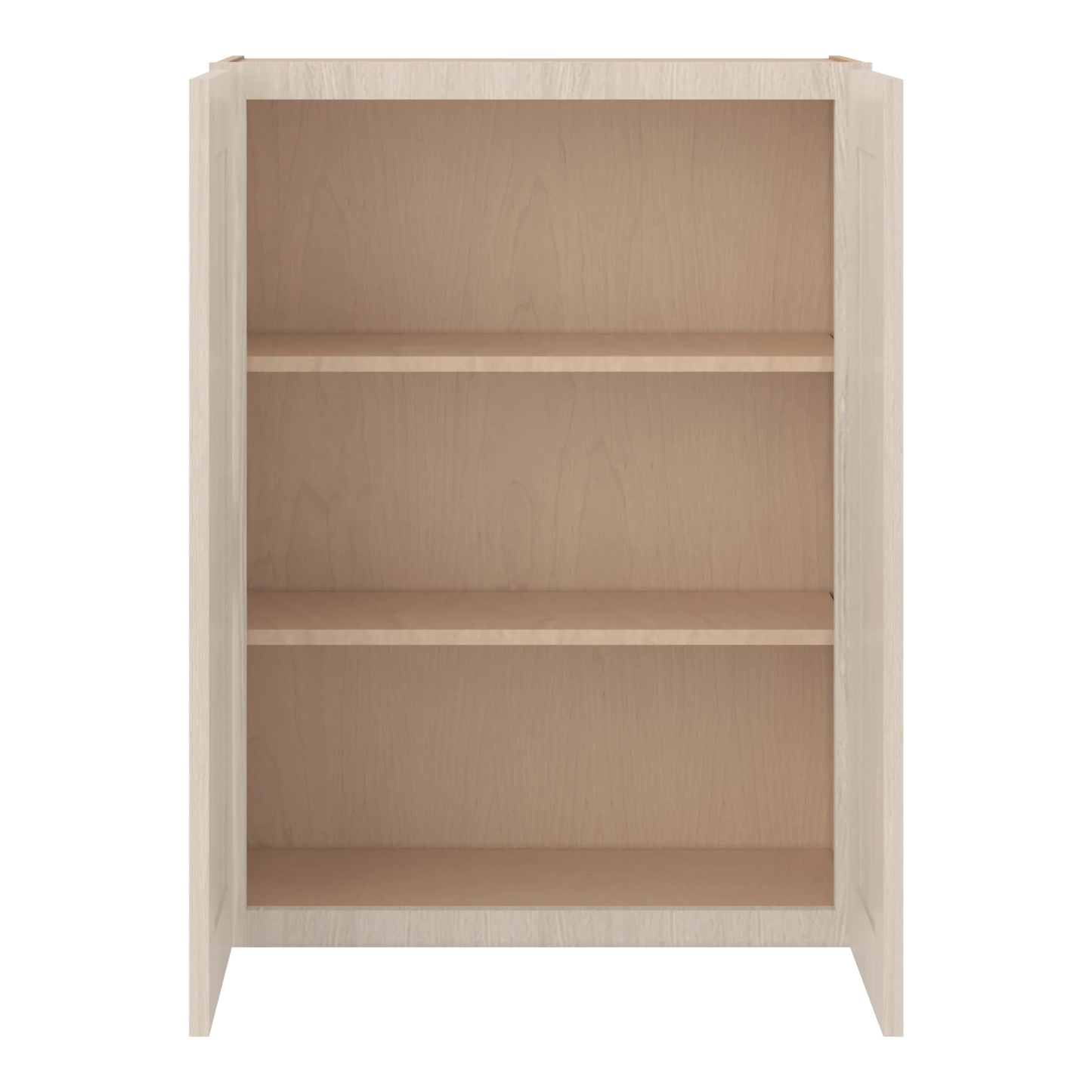 Ivory Elegant Craftsman Shaker W2736 wall cabinet – open front view, RTA kitchen cabinet
