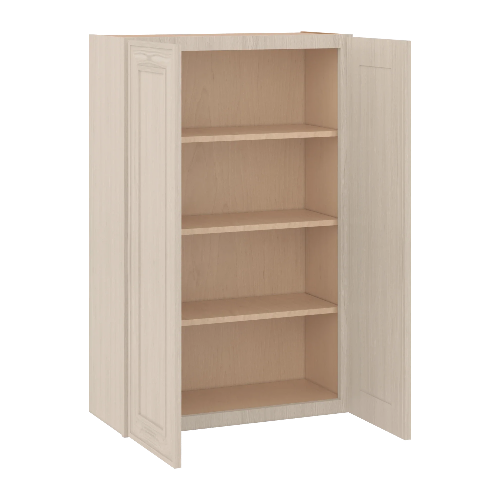 Ivory Elegant Craftsman Shaker W2742 wall cabinet – open angle view, RTA kitchen cabinet