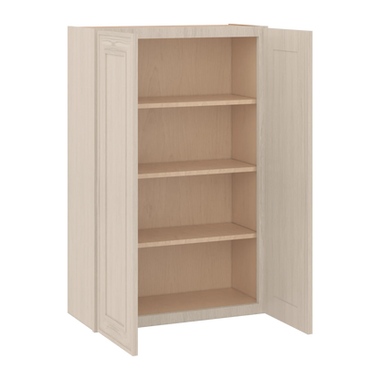 Ivory Elegant Craftsman Shaker W2742 wall cabinet – open angle view, RTA kitchen cabinet