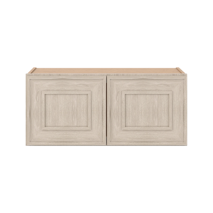 30" Wide Double Door 12", 15", 18", 21"& 24" Tall Bridge Ivory Elegant Craftsman Shaker Wall Cabinet