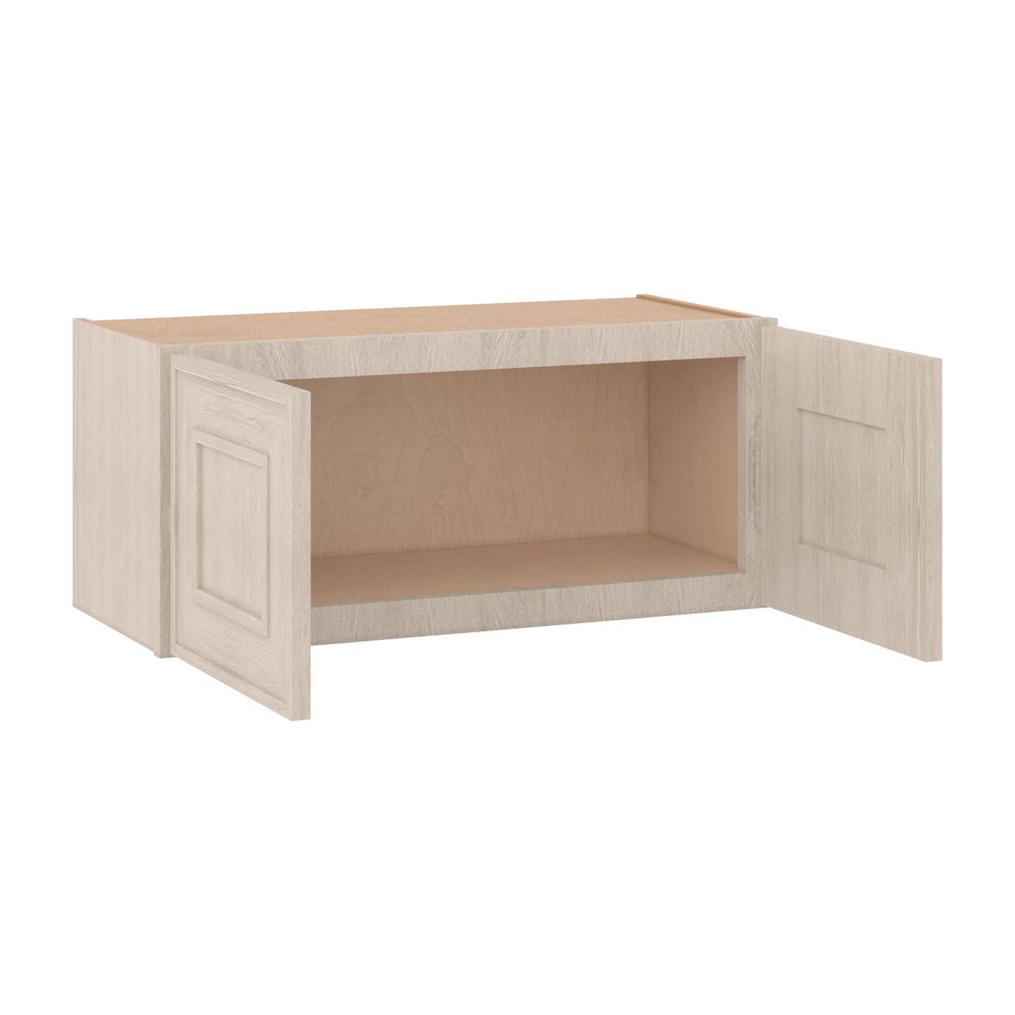 30" Wide Double Door 12", 15", 18", 21"& 24" Tall Bridge Ivory Elegant Craftsman Shaker Wall Cabinet