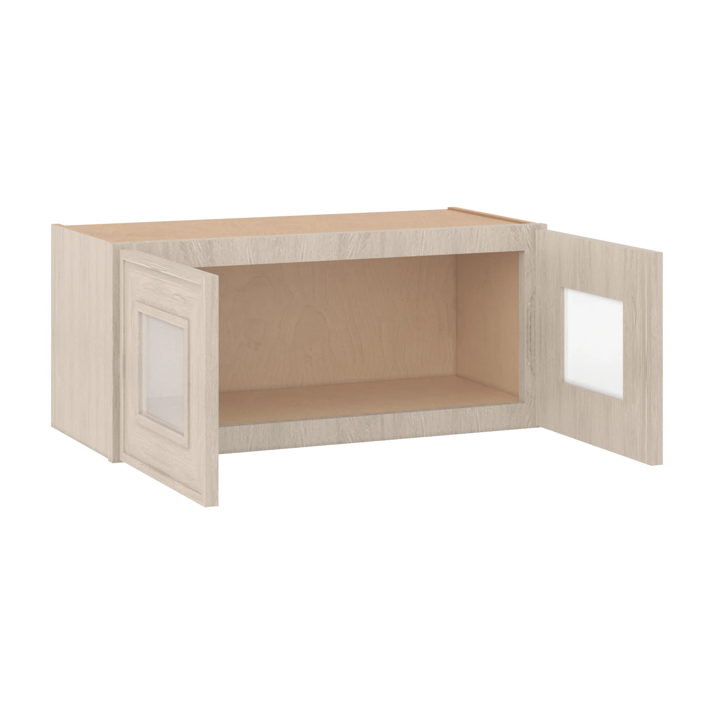 Ivory Elegant Craftsman Shaker W3012GD wall cabinet – open angle view, RTA kitchen cabinet