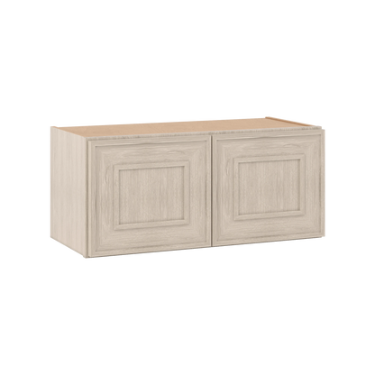 30" Wide Double Door 12", 15", 18", 21"& 24" Tall Bridge Ivory Elegant Craftsman Shaker Wall Cabinet
