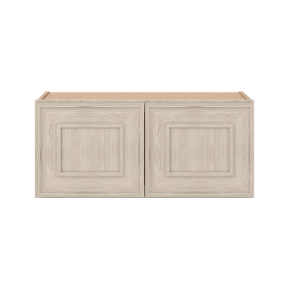 30" Wide Double Door 12", 15", 18", 21"& 24" Tall Bridge Ivory Elegant Craftsman Shaker Wall Cabinet