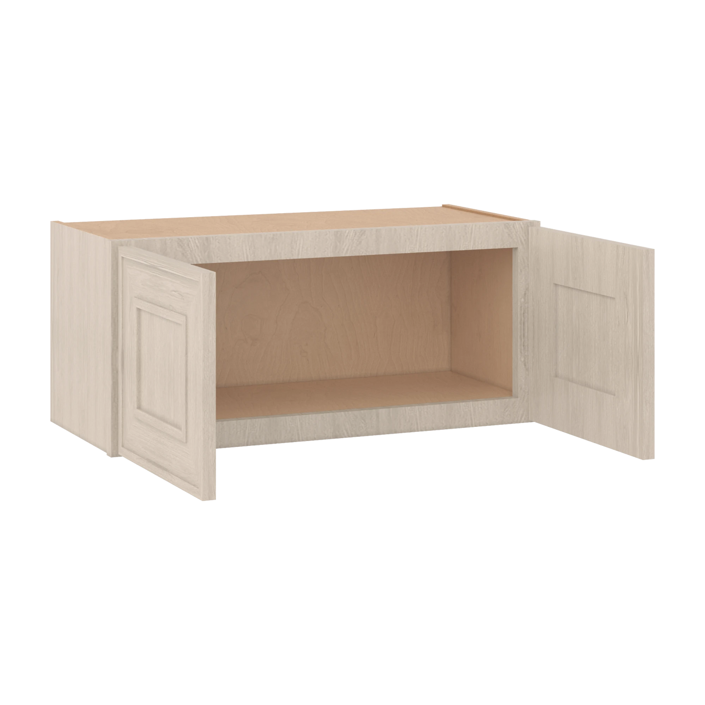 30" Wide Double Door 12", 15", 18", 21"& 24" Tall Bridge Ivory Elegant Craftsman Shaker Wall Cabinet