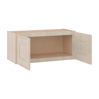 30" Wide Double Door 12", 15", 18", 21"& 24" Tall Bridge Ivory Elegant Craftsman Shaker Wall Cabinet