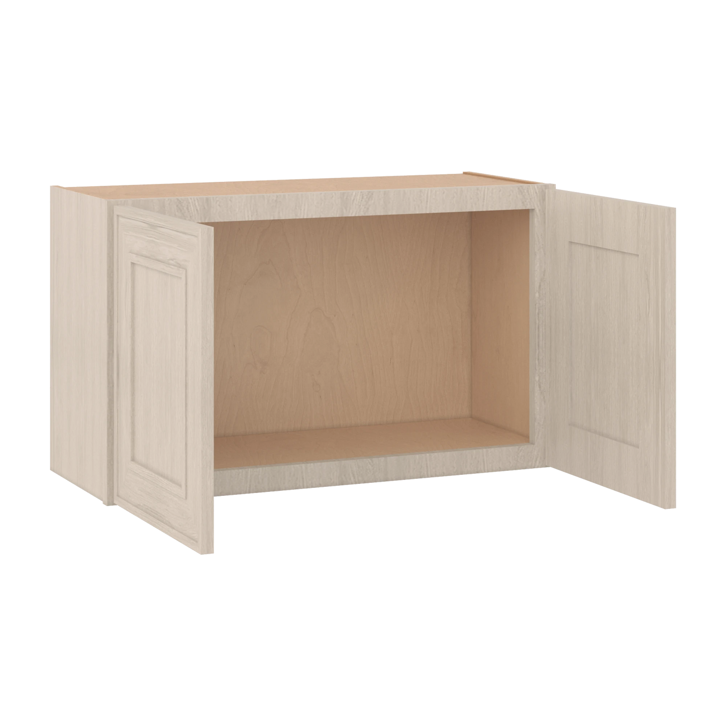 30" Wide Double Door 12", 15", 18", 21"& 24" Tall Bridge Ivory Elegant Craftsman Shaker Wall Cabinet